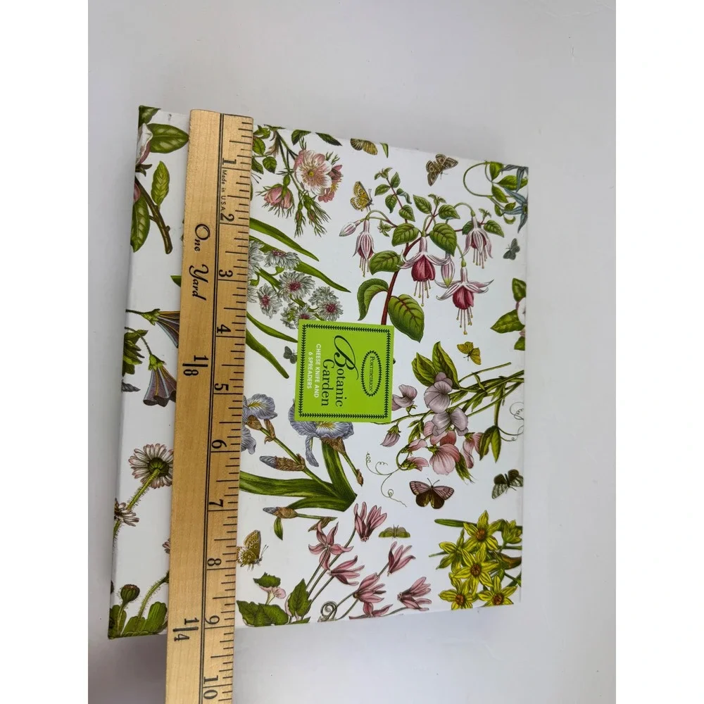 Portmeirion Botanic Garden Cheese Knife 6 Spreaders Set Floral Ceramic Handle